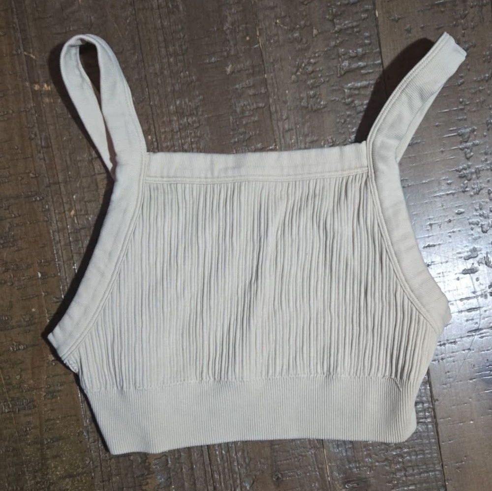 Aerie Cream Ribbed Tank Top